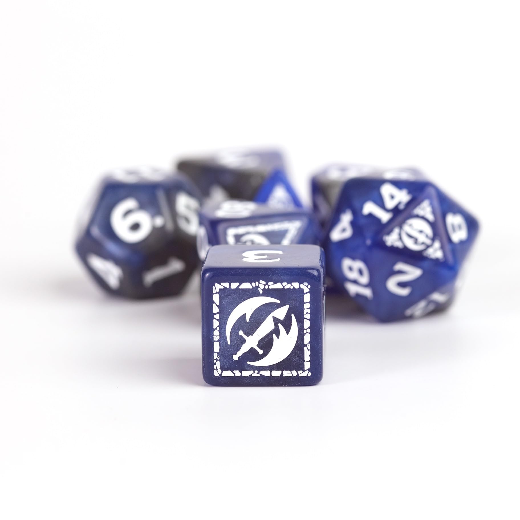 Sirius Dice D&D Adventure Dice Set - Fighter Class Blue Resin | 15 Pieces | 2024 Icons