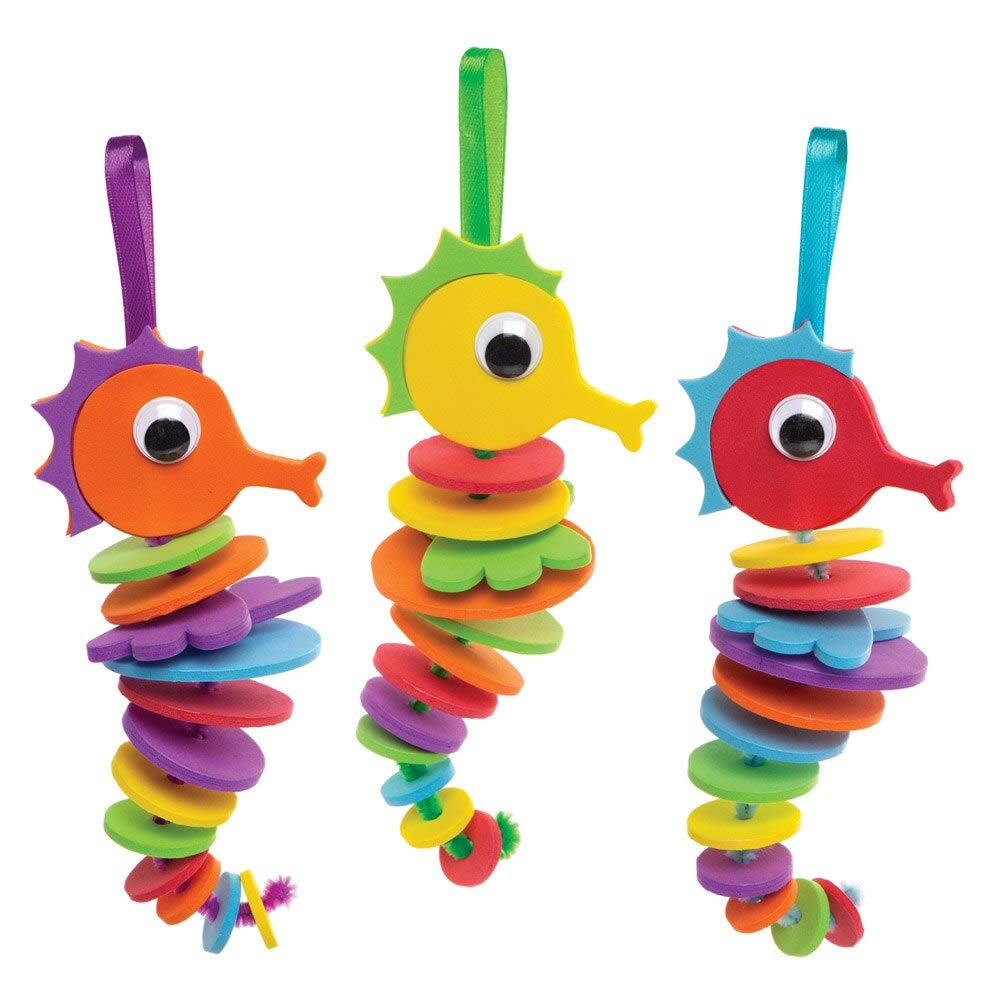 Baker Ross Seahorse Stacking Craft Kit - Mess-Free Fun for Kids | Pack of 6 | 13cm Finished Size 3