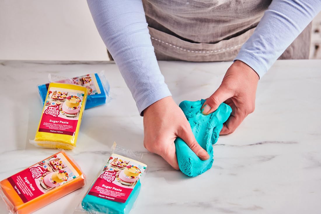 FunCakes Zuckerpaste Sparkling Gold (1 Stück) – Essbarer Kuchendekorationsfondant mit Vanillegeschmack