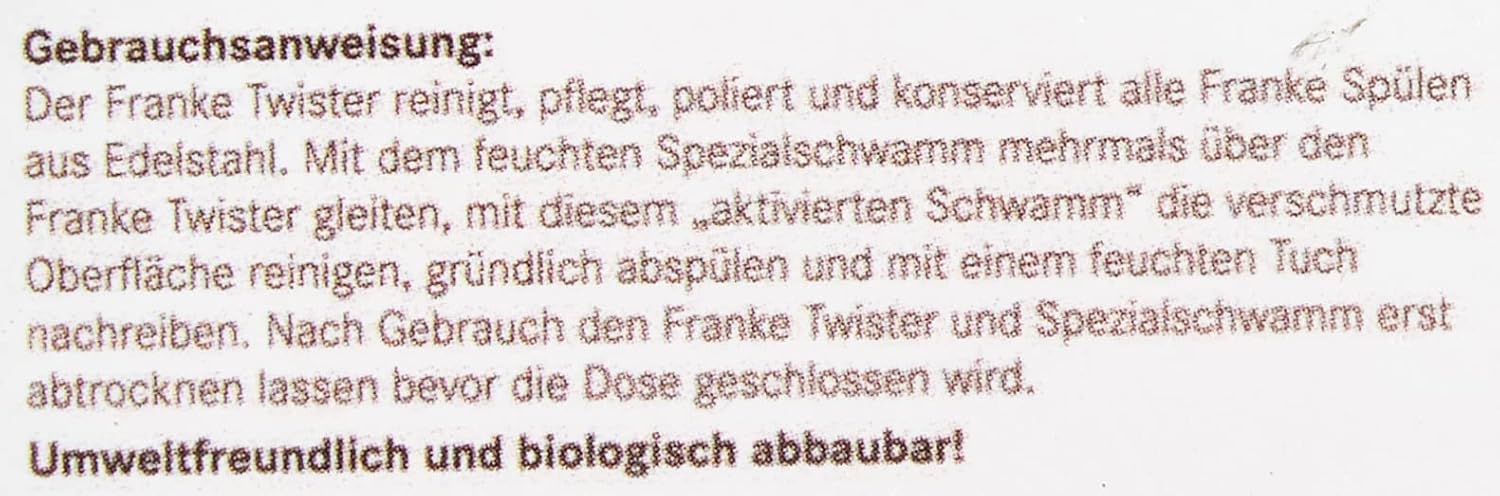 FRANKE Twister - Reinigungs- und Pflegepaste für Edelstahlspülen, 125 ml mit Schwamm 3