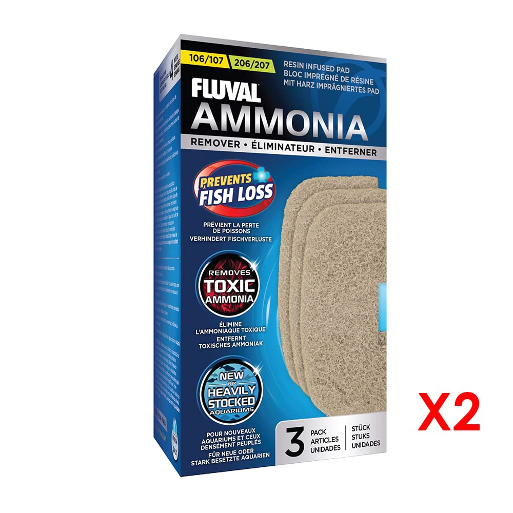 Fluval Ammonia Remover Pad - For 106/107 & 206/207 Filters | Controls Ammonia Spikes | 3 Count