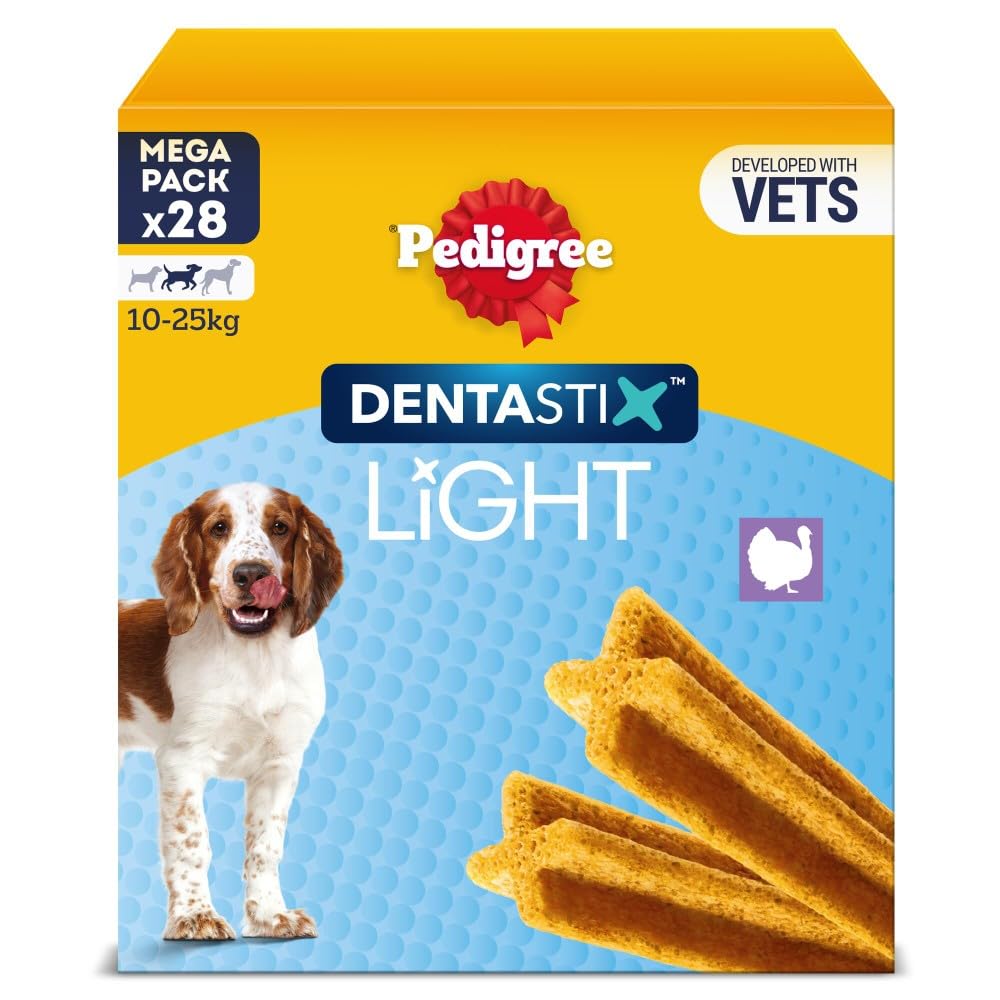 Pedigree Dentastix Light Dental Sticks - Medium Dog Treats | Low Fat | Reduces Tartar by 85%