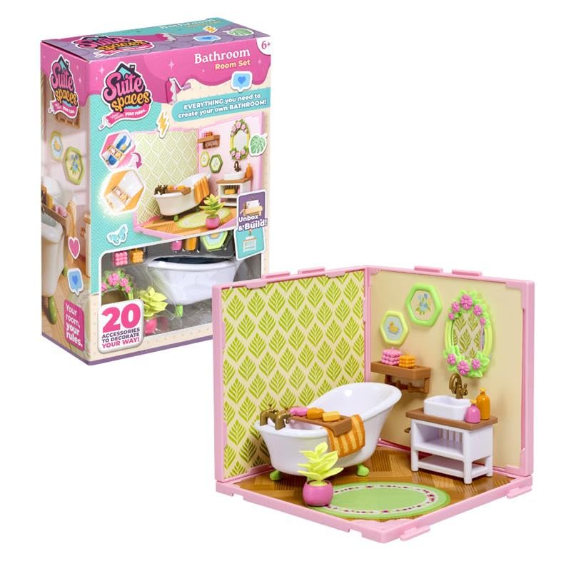 Goliath Suite Spaces - Bathroom Set - Modular Playroom for 3-4" Dolls - 20-Piece Buildable Set