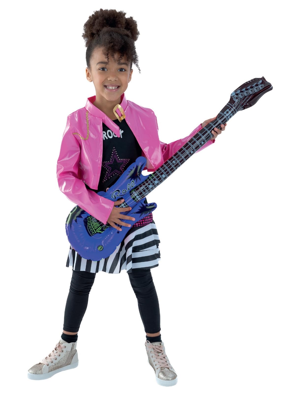 Smiffys Rockstar Glam Costume - Black with Top & Jacket, Ages 7-9