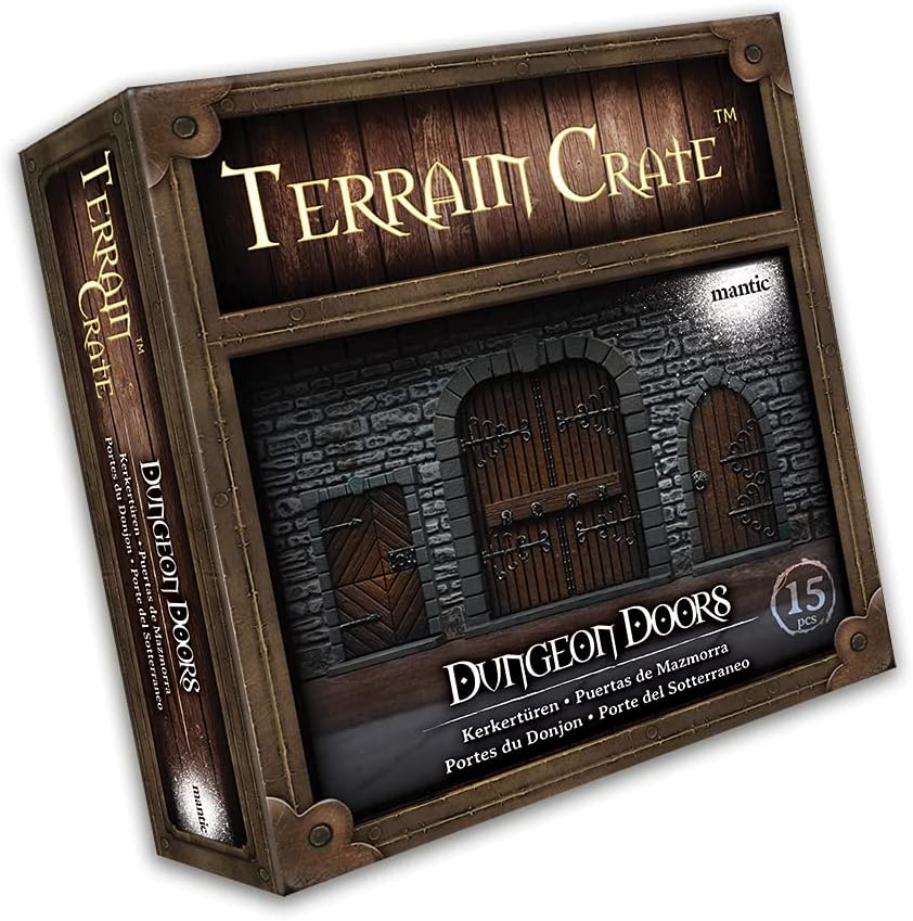 Mantic Games TerrainCrate Dungeon Doors – 28mm Pre-Coloured Plastic Fantasy Tabletop Accessory Set