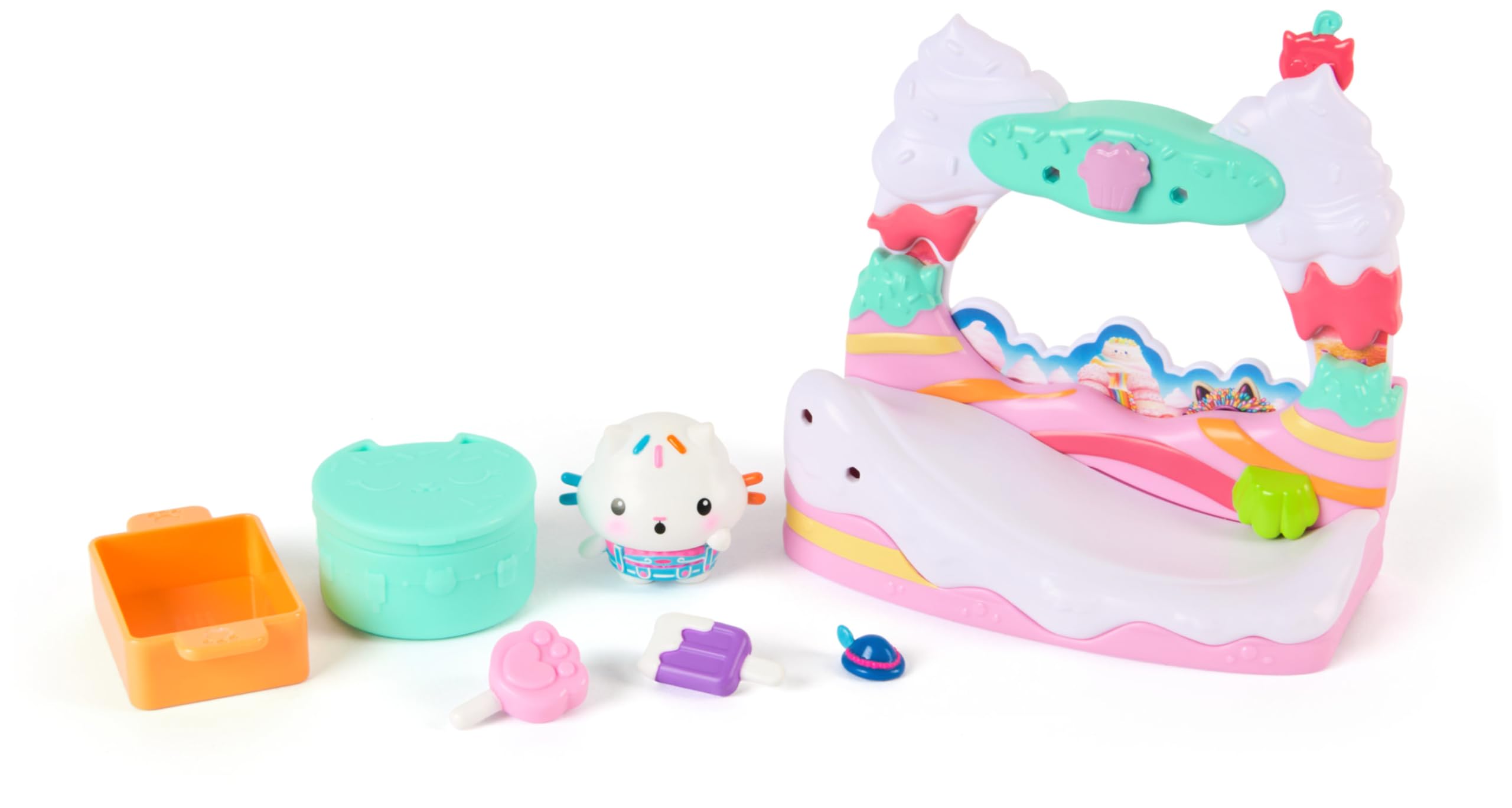 Gabby's Dollhouse: The Movie Cakey Cat's Sweet Treat Balcony Playset - 7-Piece Pretend Play Set with Movie Figure & Surprise Accessory 3