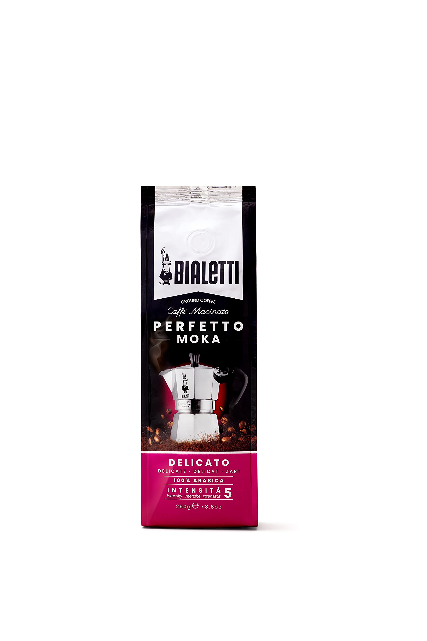 Bialetti Delicato Ground Coffee 252g - 100% Arabica Brasil Natural Beans
