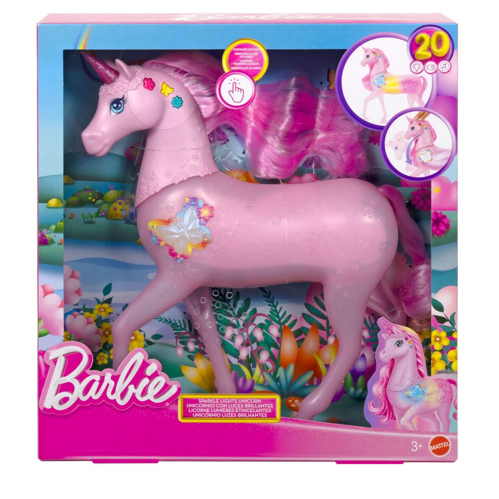 Barbie Sparkle Lights Toy Unicorn - Interactive Light & Sound Play for Kids 3+ 7