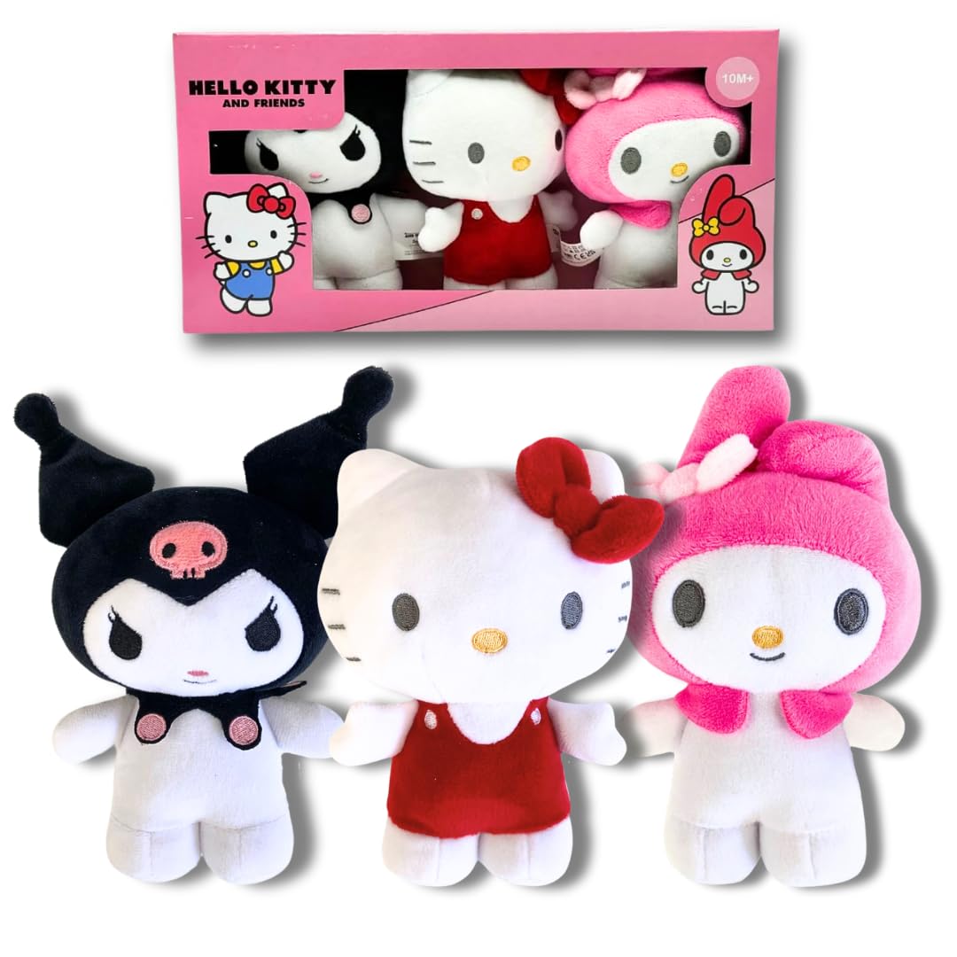 Hello Kitty 3 Pack Plush - 16cm Standing Sanrio Characters for Kids & Collectors