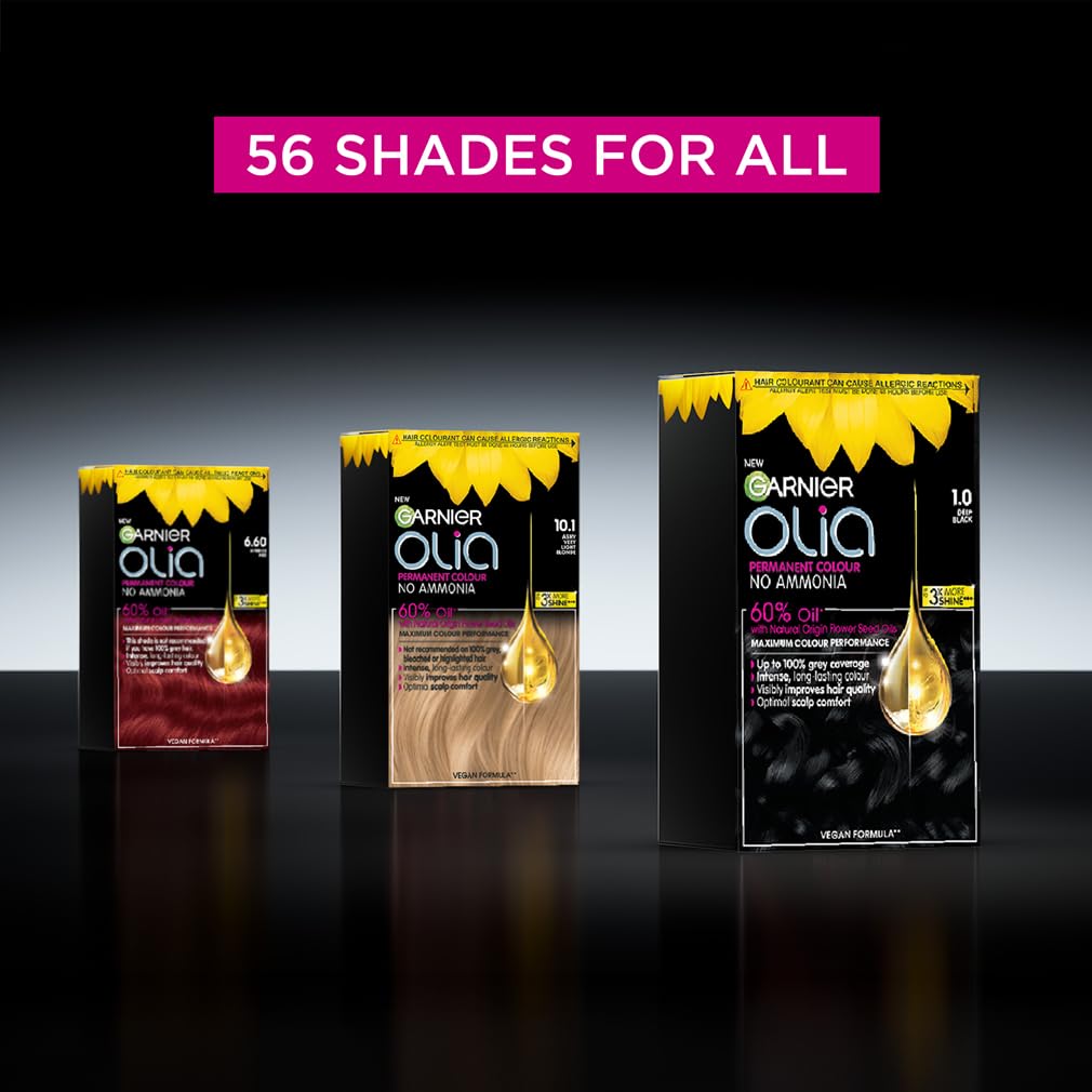 Garnier Olia 8.0 Blonde Permanent Hair Dye - 60% Oil Powered Formula, No Ammonia, Up to 100% Grey Coverage 8