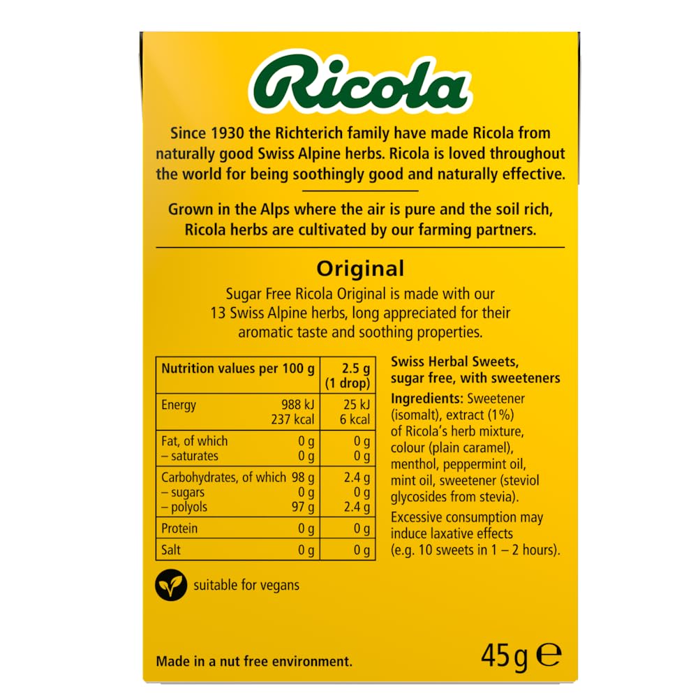 Ricola Original Sugar Free Swiss Herbal Sweets, Herb Drops, Sweet Box 45g - Pack of 20 Boxes 4