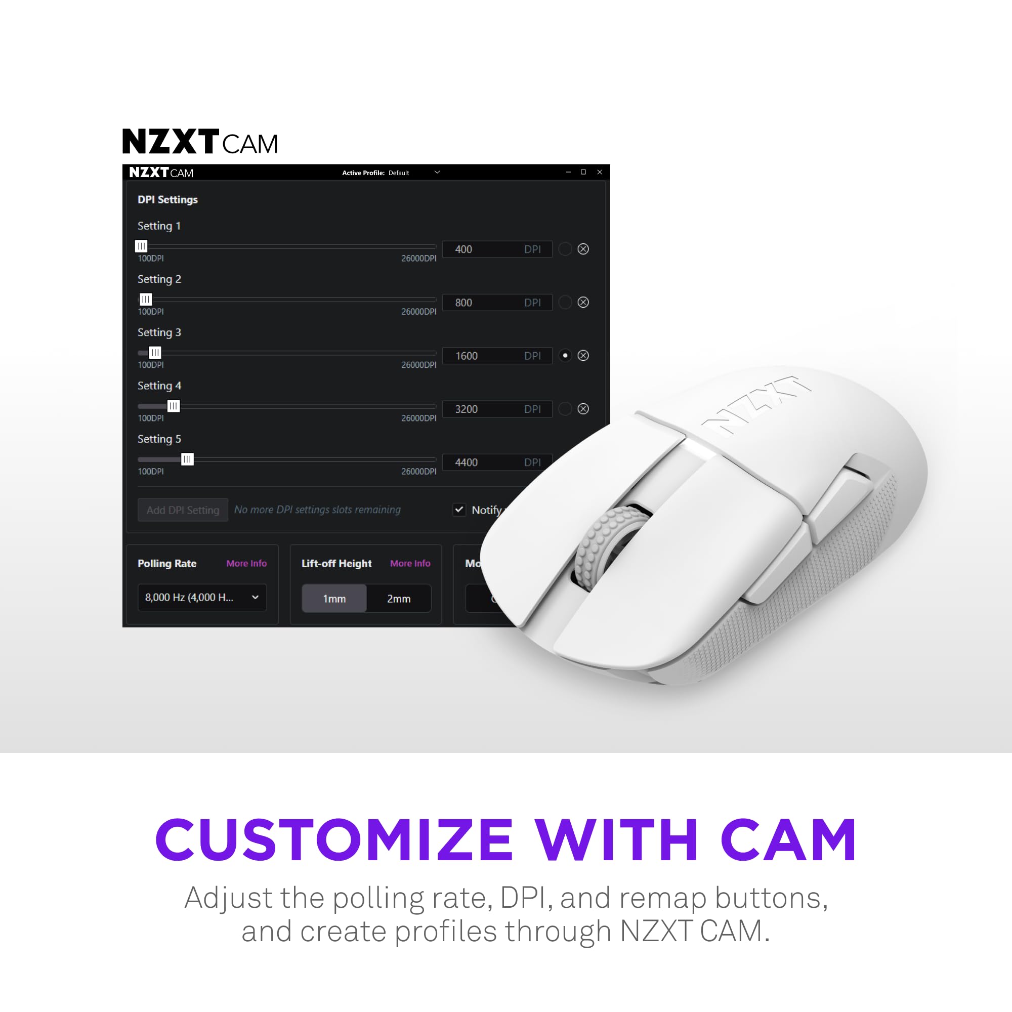 NZXT Lift Elite Wireless Gaming Mouse - 57g Ultra-Lightweight with 4K/8K Polling Rate 5