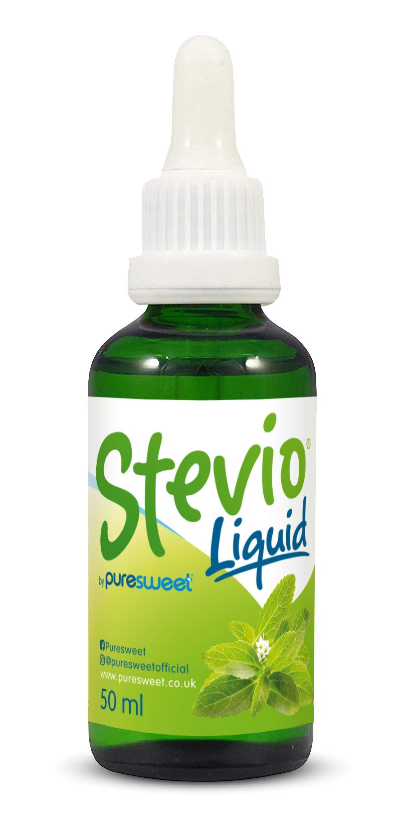 Stevio® Stevia Liquid Drops 50ml - Pure Natural Zero Calorie Sweetener for Keto & Diabetic Diets - Glass Dropper Bottle