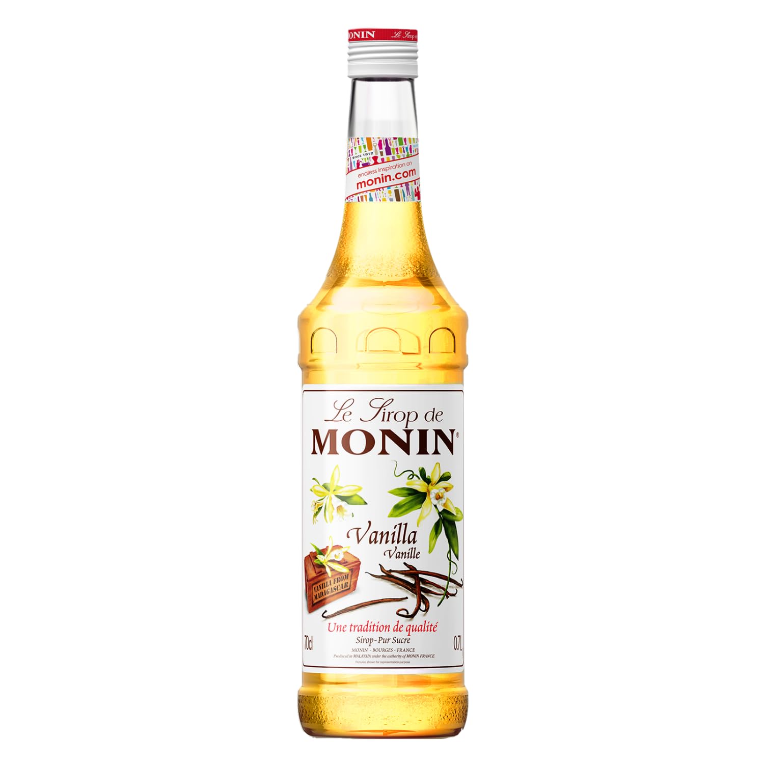 Monin Premium Vanilla Syrup - 700ml Bottle | Vegan & Allergen-Free | Natural Flavourings