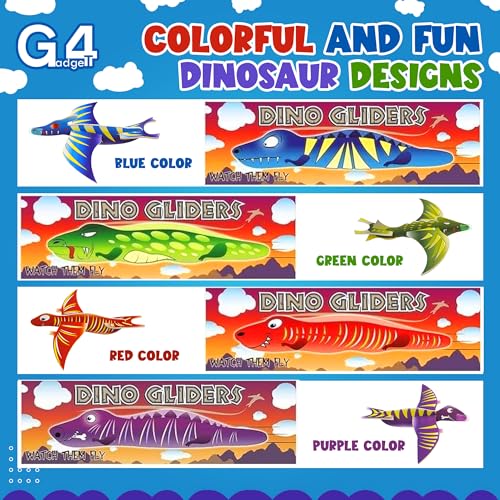 G4GADGET Dinosaur Flying Glider Planes Pack of 36 - Kids Party Favors and Toys 7
