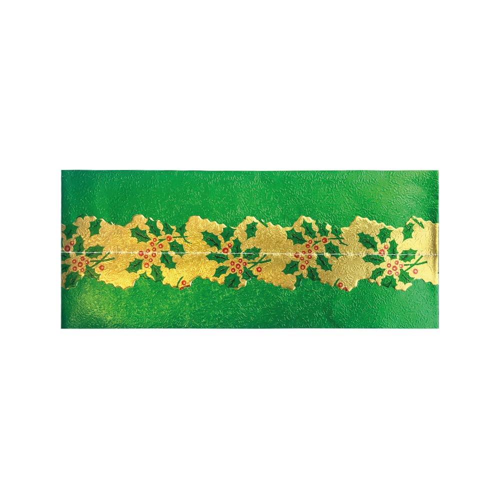 Anniversary House Traditional Christmas Cake Frill - Green Foil, 86cm Pre-Cut Decorative Trim