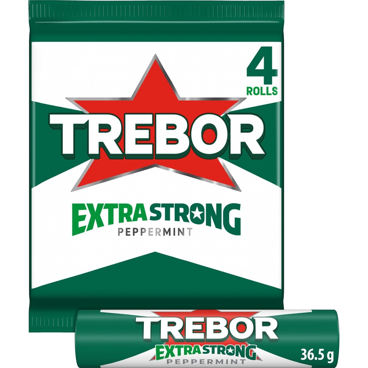 Trebor Extra Starke Pfefferminzbonbons, 4er-Pack Rollen, 146 g (12er-Pack) 5