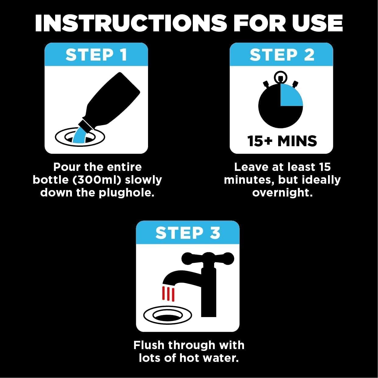 Buster Bathroom Drain Unblocker 600ml – Fast-Acting Plughole Unblocker for Sinks, Showers & Baths