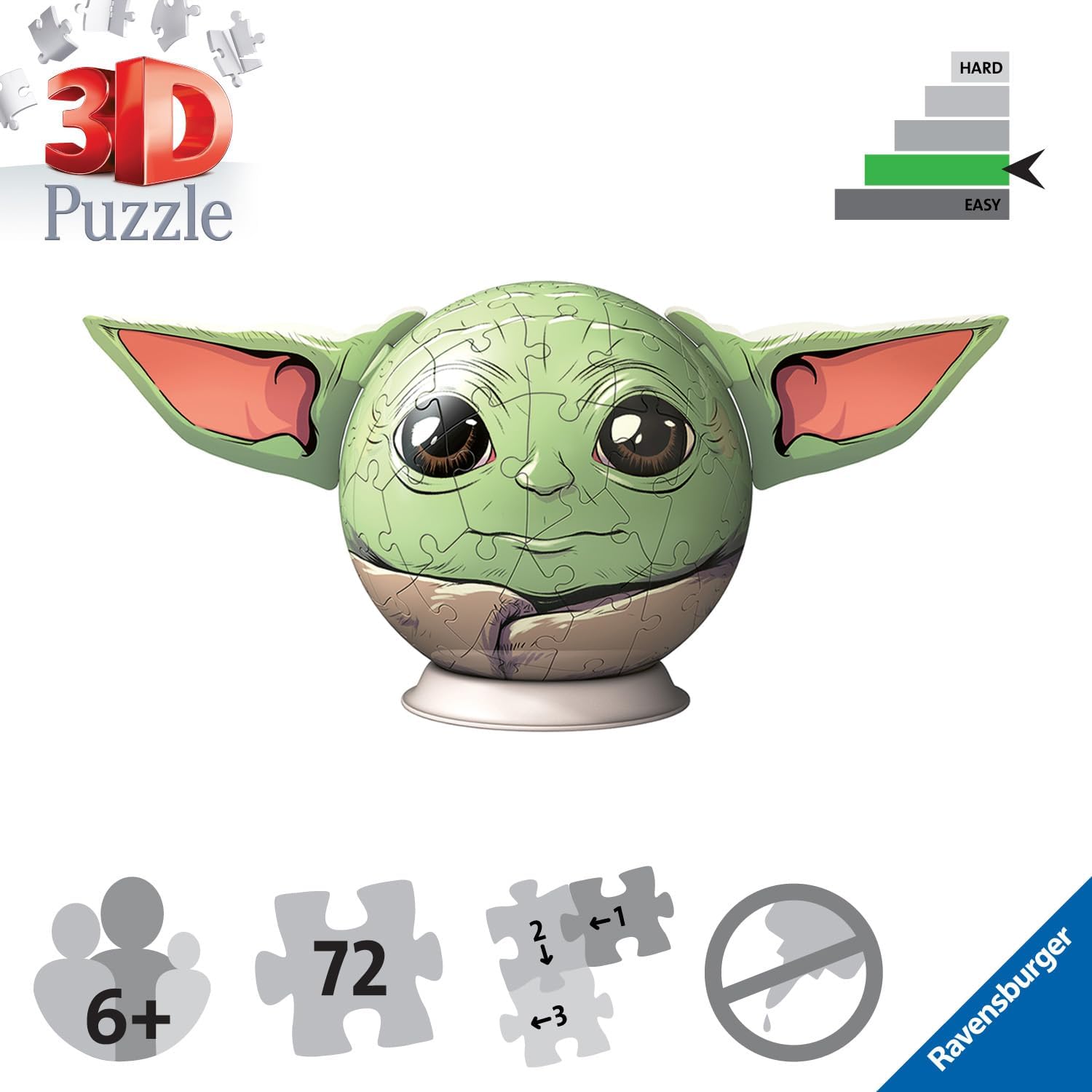 Ravensburger Star Wars Stitch Mandalorian Grogu 3D Jigsaw Puzzle Ball with Ears