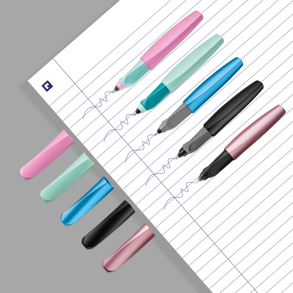 Pelikan Twist Rollerball Pen 946962 - Ambidextrous Ergonomic Design | Black Plastic | Includes 2 Blue Ink Cartridges 7