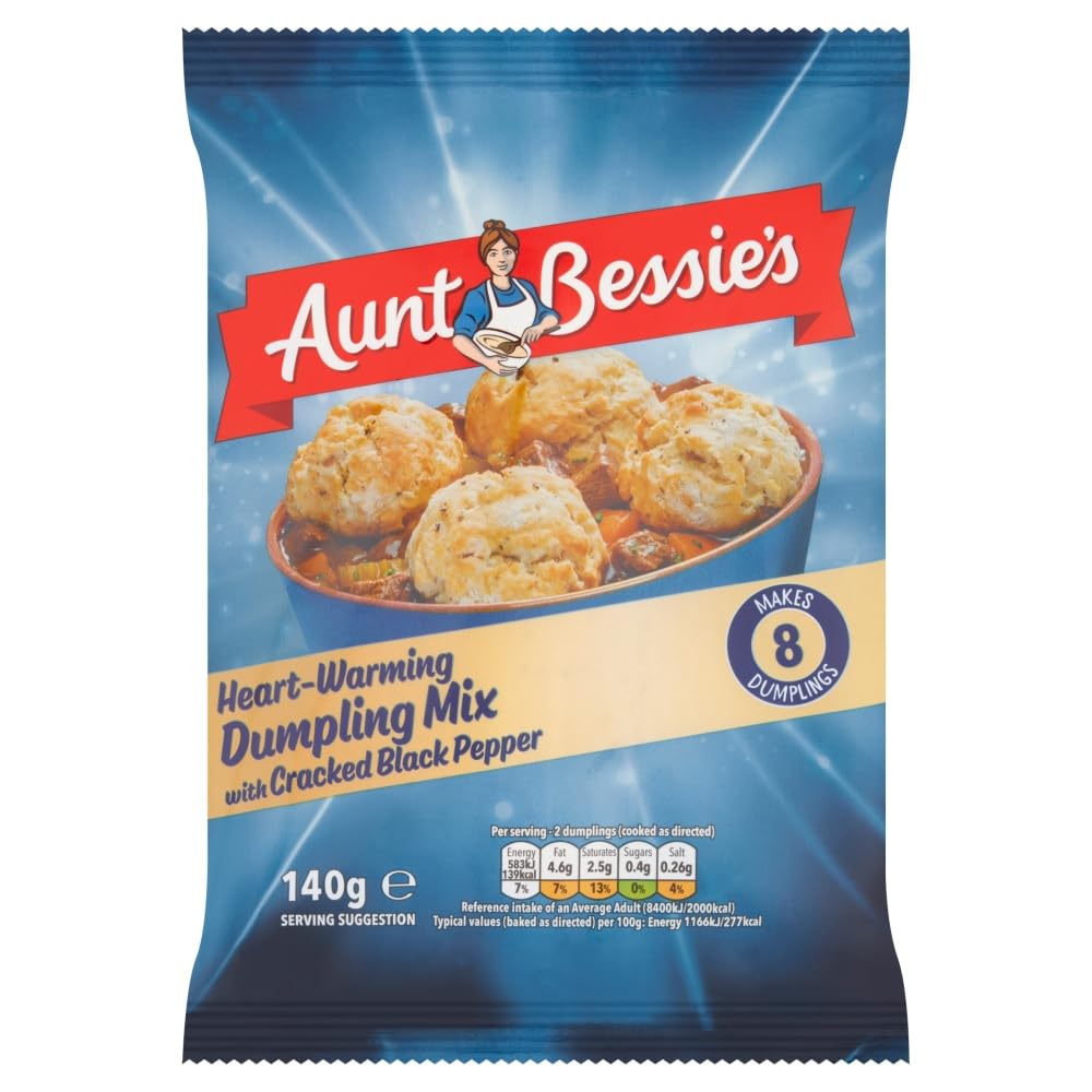 Aunt Bessie's Black Pepper & Sea Salt Dumpling Mix - Savory Flavor | 140g Pack