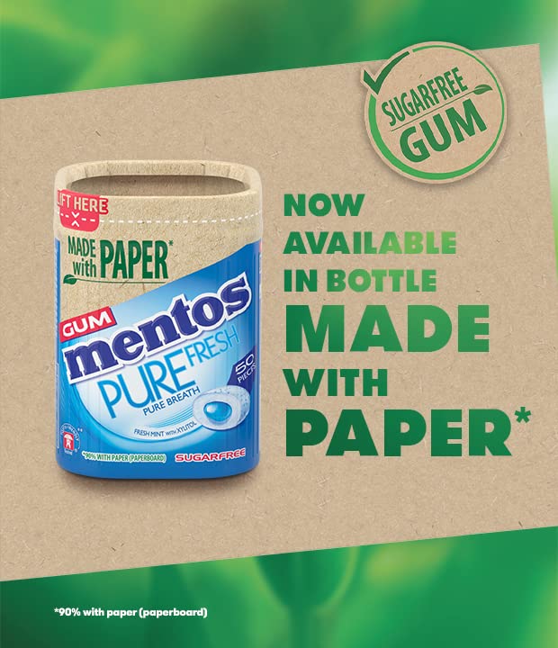 MENTOS Pure Fresh Sugar Free Chewing Gum - Fresh Mint Flavor | 50 Count (Pack of 6) 4