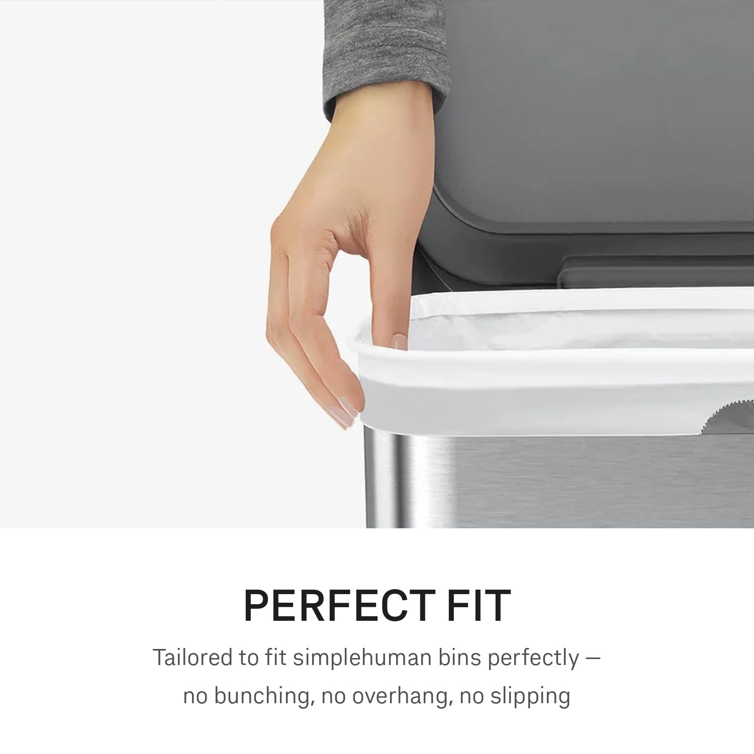 simplehuman CW0256 Code F Custom Fit Bin Liner Bulk Pack, White Plastic, 60 Count