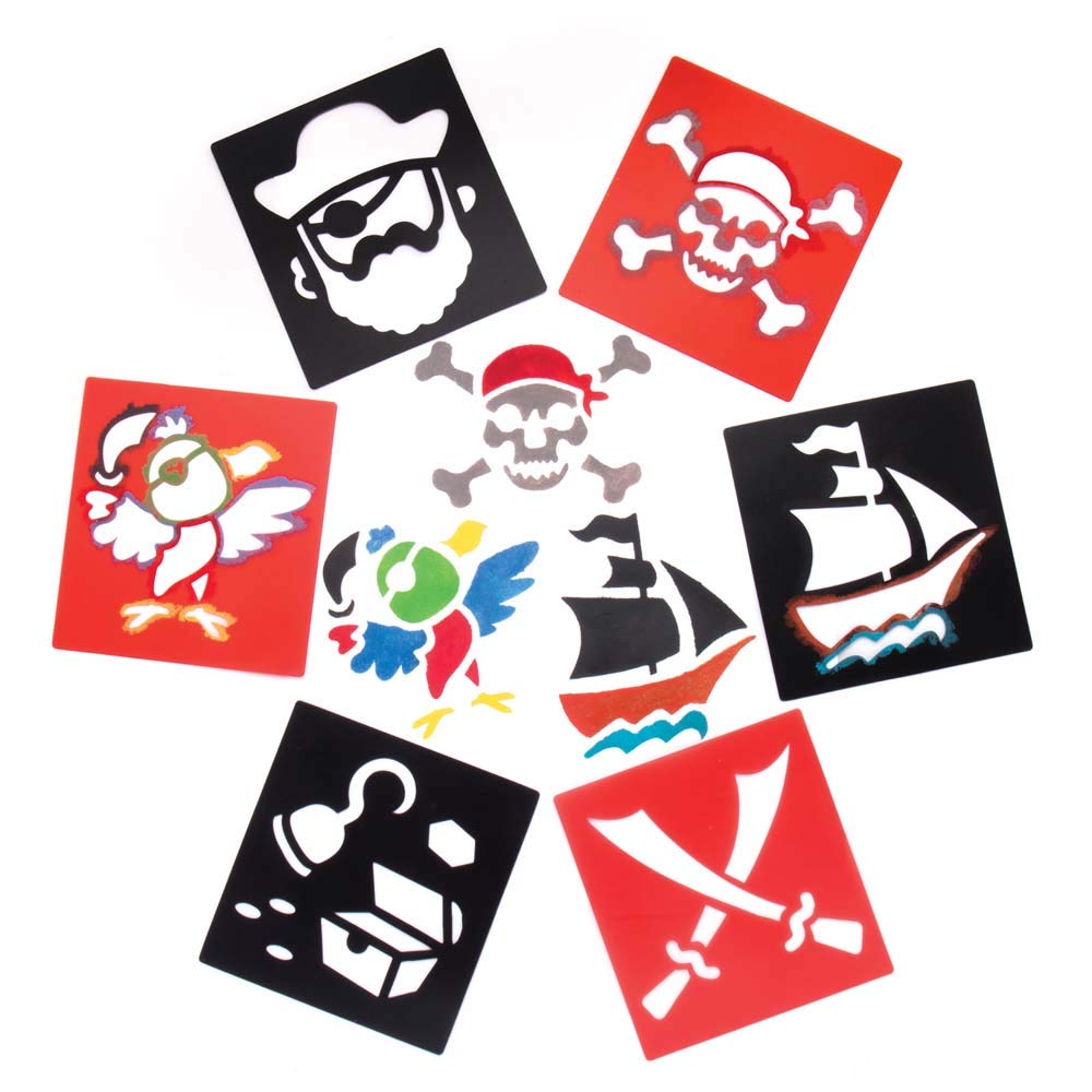Baker Ross Pirate Stencils AR943 - Pack of 6 Assorted Designs | 15cm x 14cm Plastic