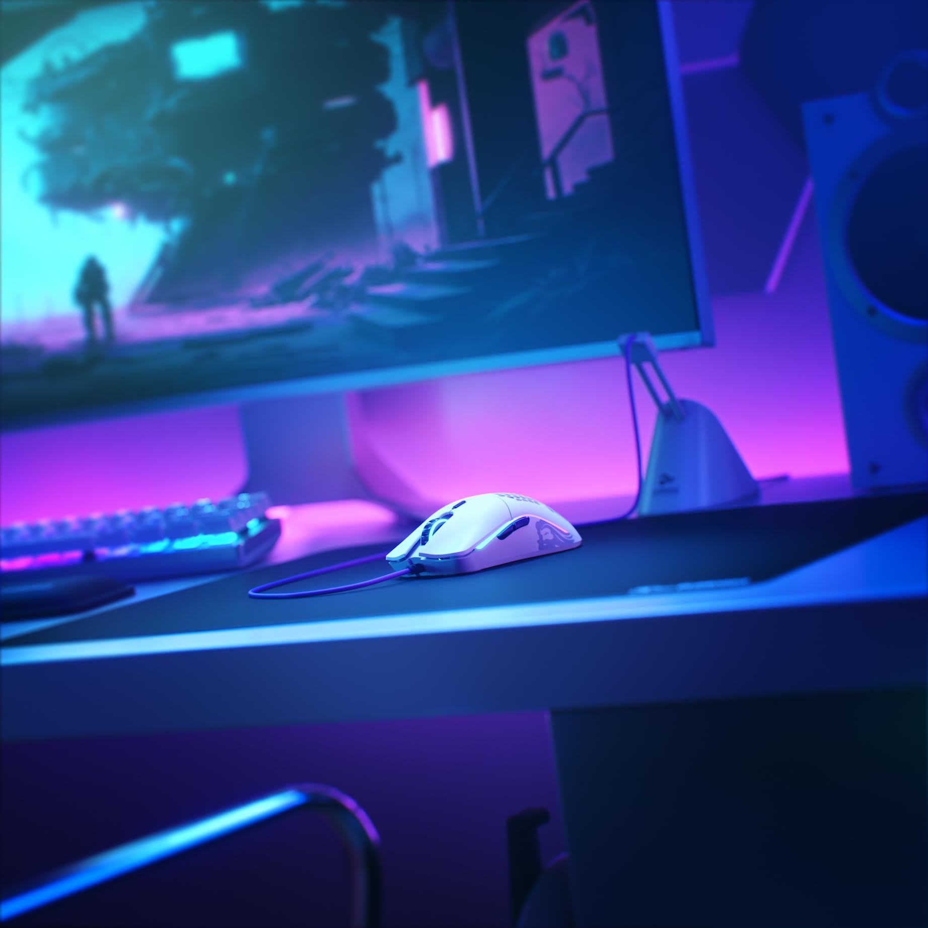 GLORIOUS Model O Kabelgebundene Gaming-Maus – 67 g, superleichtes Wabendesign, RGB, Pixart 3360-Sensor, Omron-Schalter, beidhändig bedienbar – Mattweiß 9