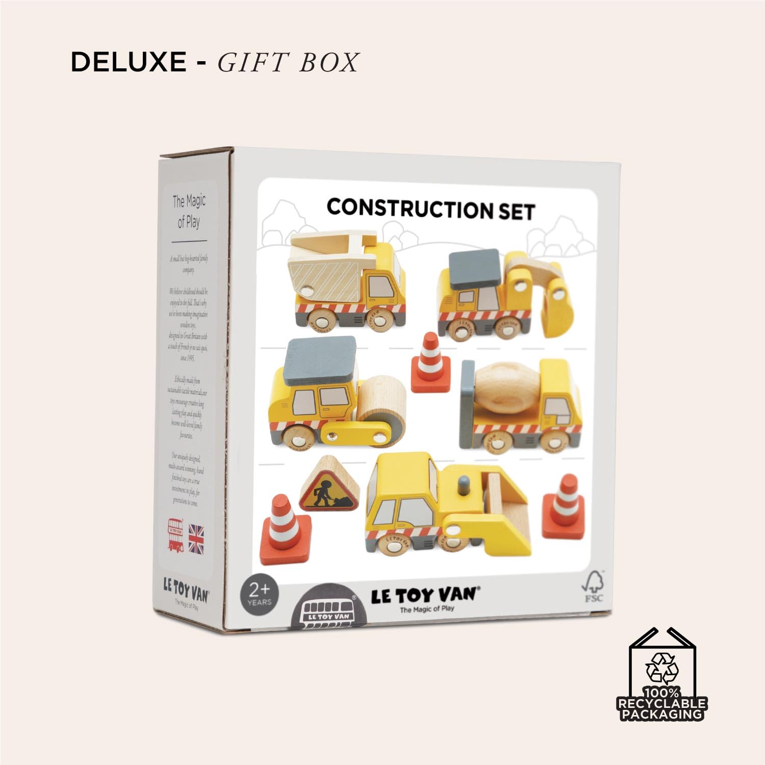 Le Toy Van Construction Vehicles Pretend Play Set with Crane, Digger, Roller | Age 3+ 8