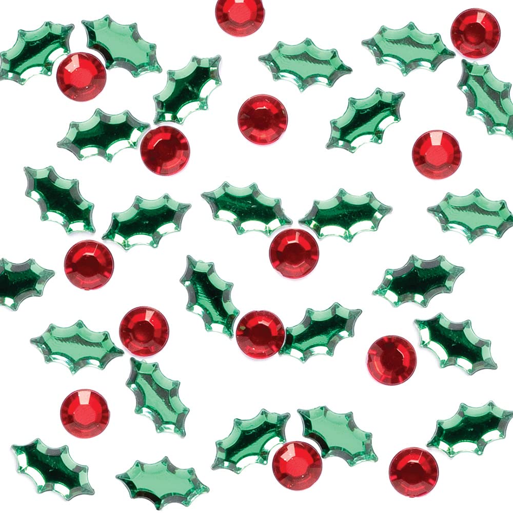 Baker Ross FX343 Holly and Berry Self-Adhesive Acrylic Jewels - Pack of 300