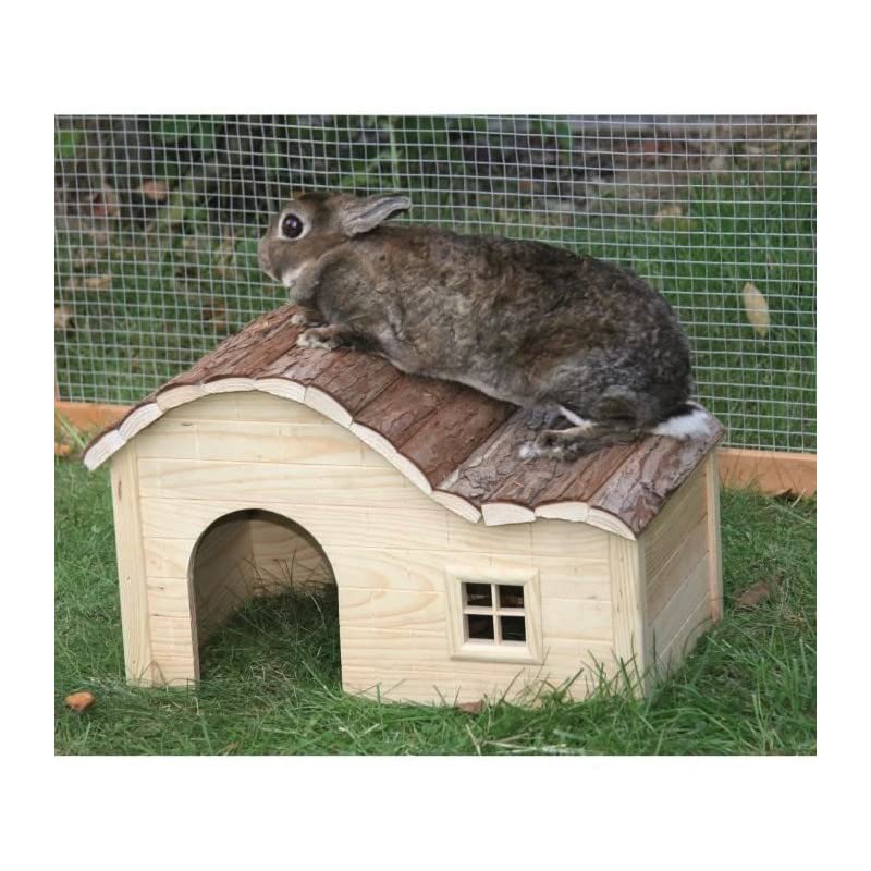 Kerbl Pet Nature Plus House - Untreated Natural Wood Shelter for Guinea Pigs & Dwarf Rabbits | 30x20x20 cm