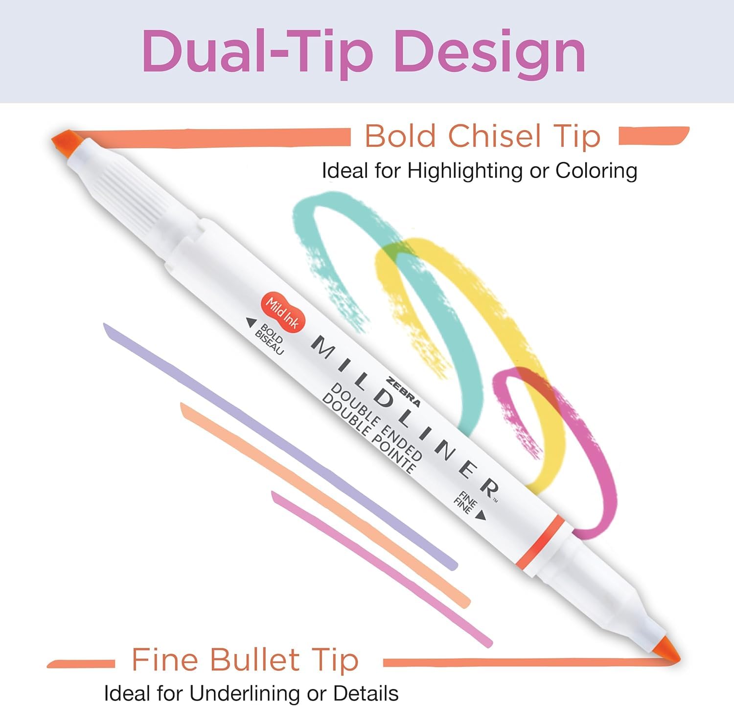 Zebra Pen MILDLINER Dual Tip Highlighter Journaling Set - 14 Count | Water Resistant Ink | Fine & Broad Tips 6