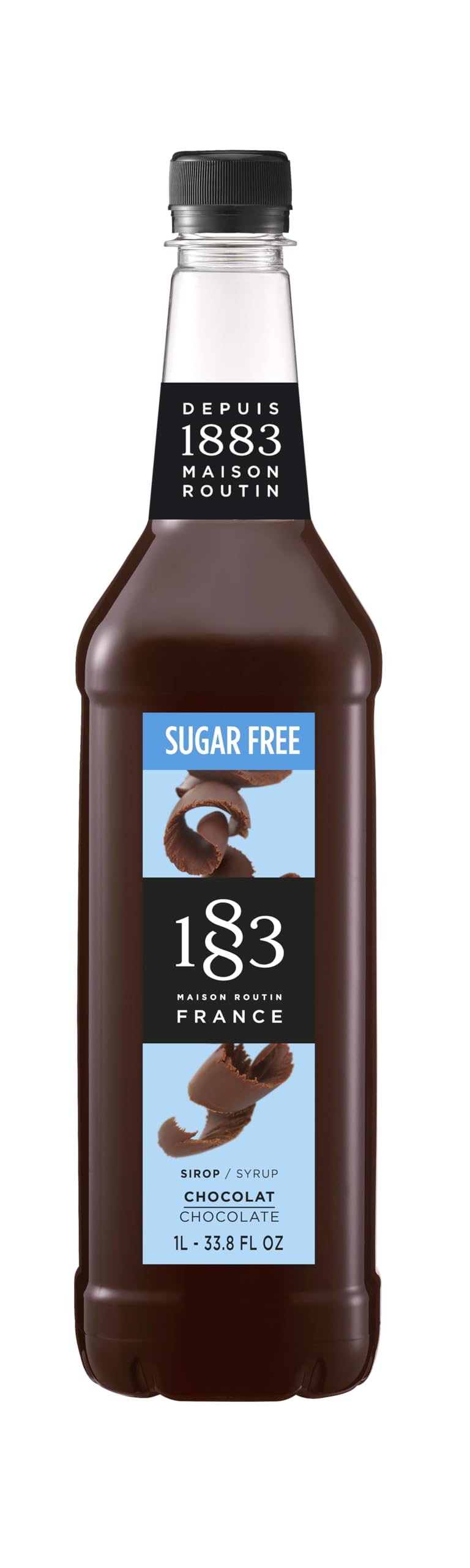 1883 Maison Routin Sugar Free Chocolate Syrup for Coffee, Hot Chocolate, Cocktails & Baking - 1L PET Bottle