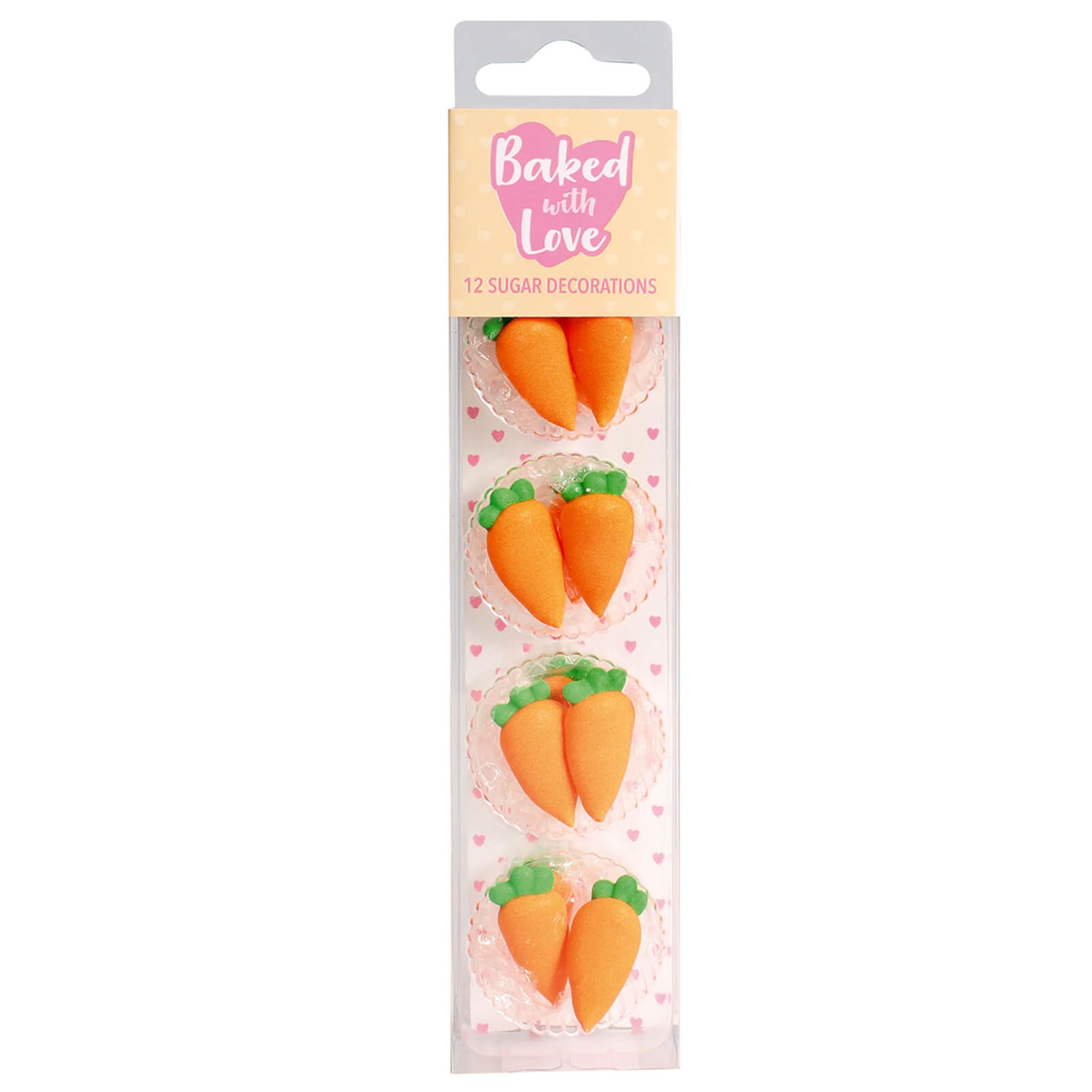 Baked with Love Carrot Sugar Decorations - Pack of 12 | Handmade Royal Icing | Vegetarian & Coeliac Friendly