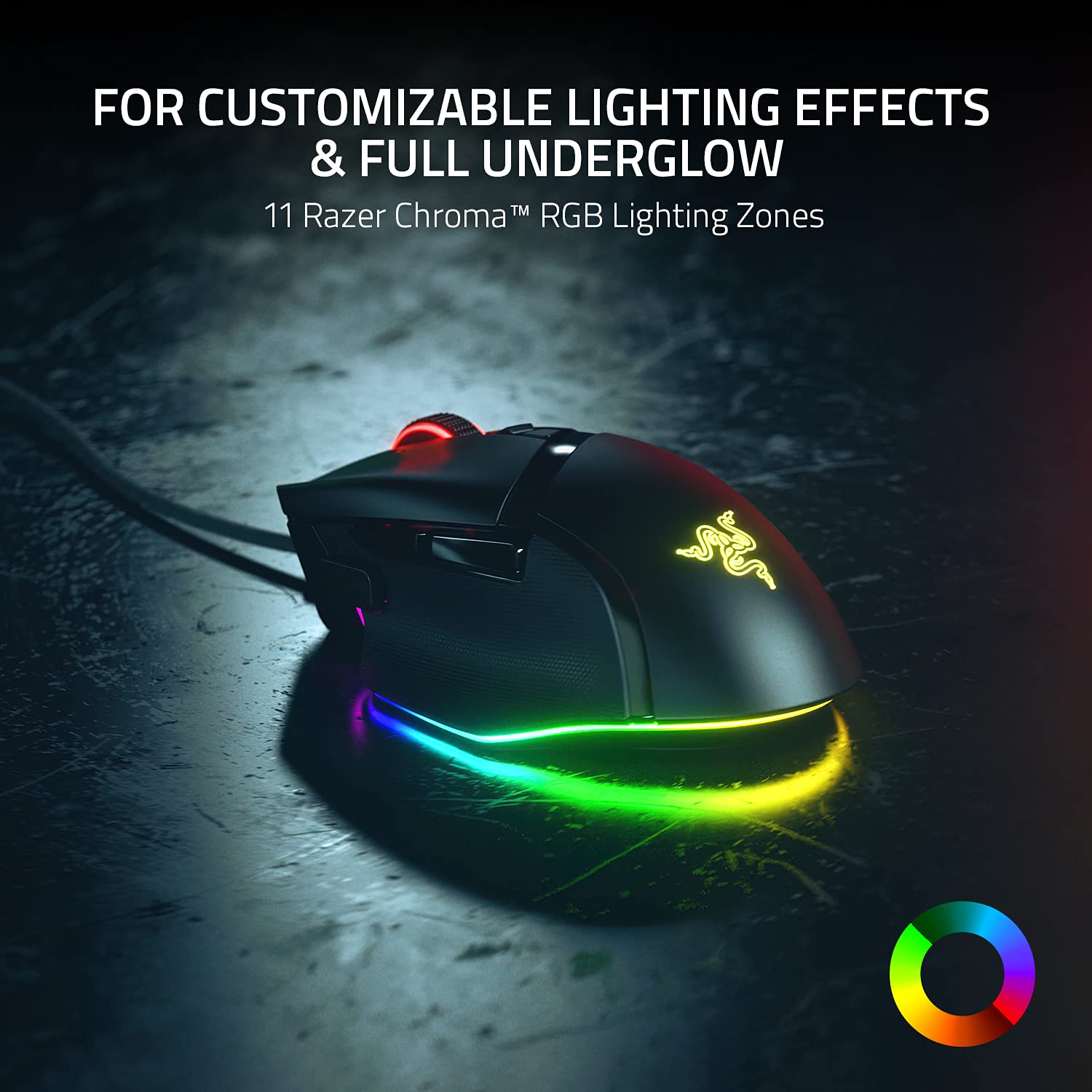Razer Basilisk V3 - Wired Customisable Gaming Mouse (10+1 Programmable Buttons, HyperScroll Tilt Wheel, 11 Chroma RGB Lighting Zones, Optical Mouse Switches, Focus+ 26K DPI Optical Sensor) Black 6