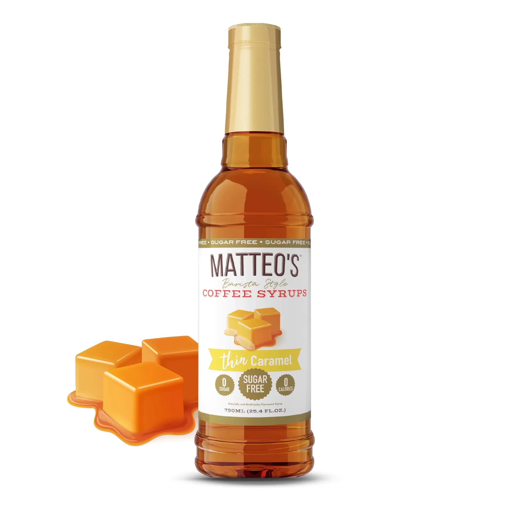 Matteo's Sugar Free Coffee Syrup - Caramel Flavor | 0 Calories, 0 Carbs | 750 ml