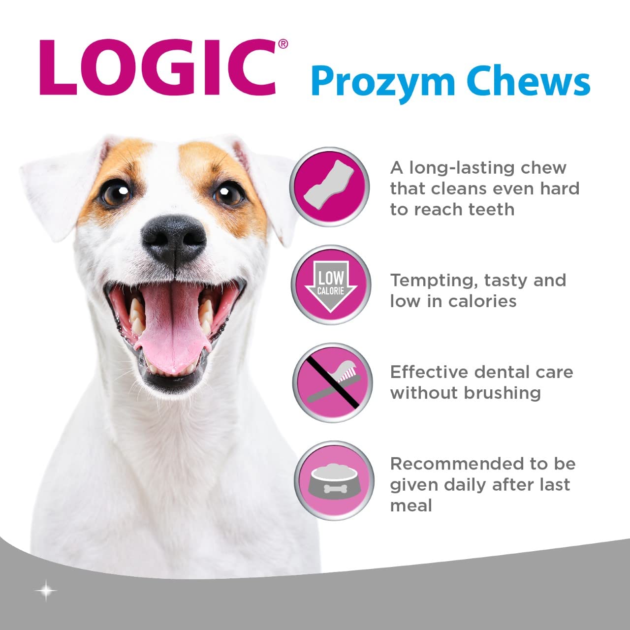 Logic Prozym Dental Sticks for Medium/Large Dogs & Puppies | Beef Flavor | 15 Count