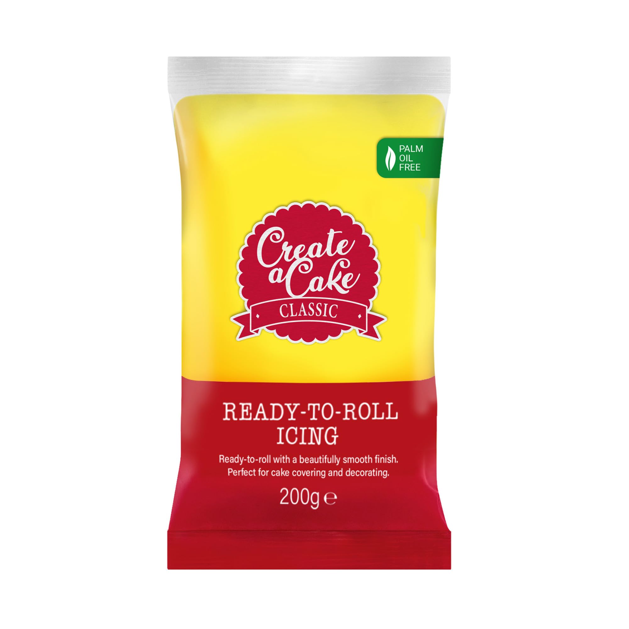 Create A Cake Ready To Roll Icing - Yellow Fondant | Palm Free Sugar Paste | 200g