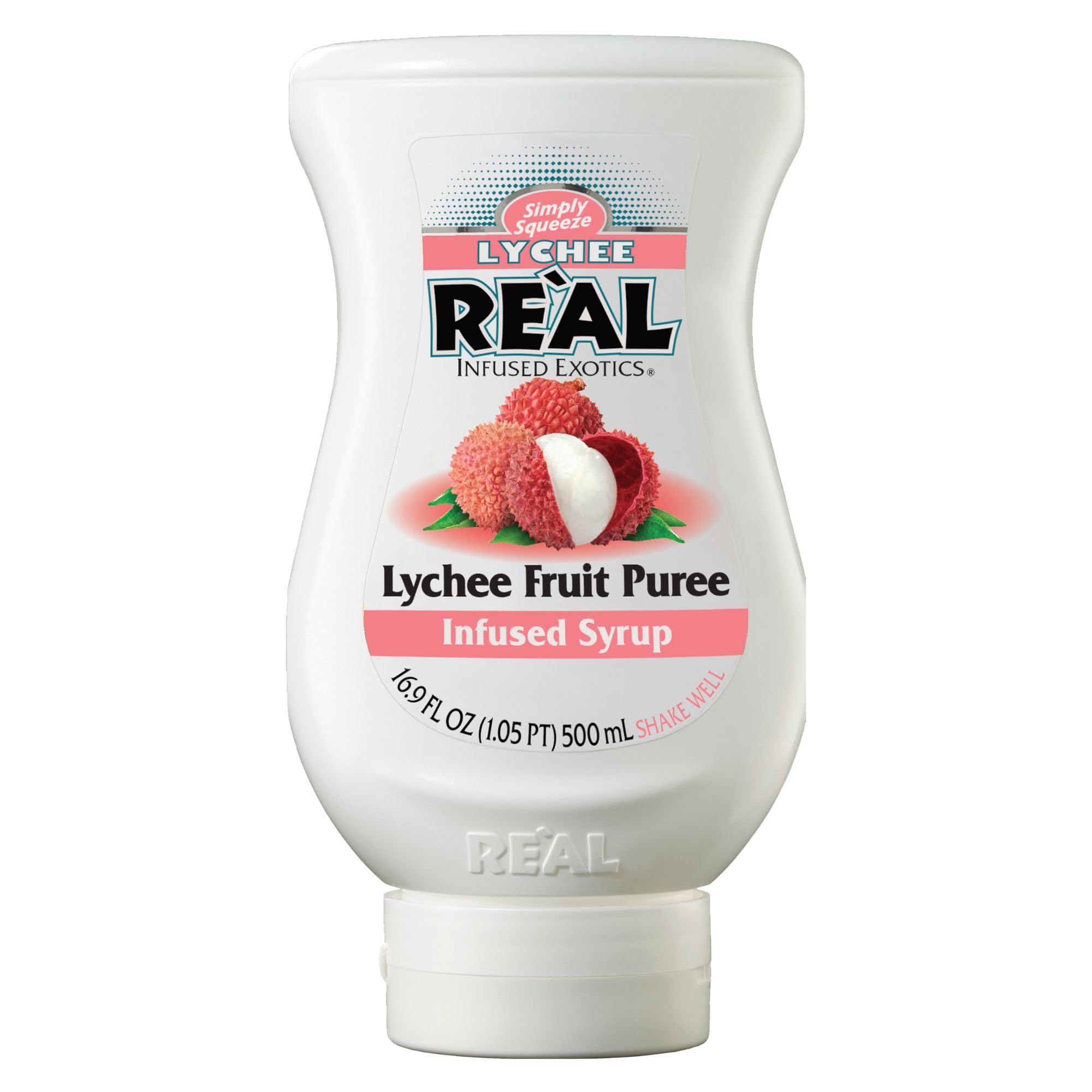Reàl Infused Exotics Lychee Puree Infused Fruit Syrup - 40% Real Lychee | 500 ml Squeezy Bottle