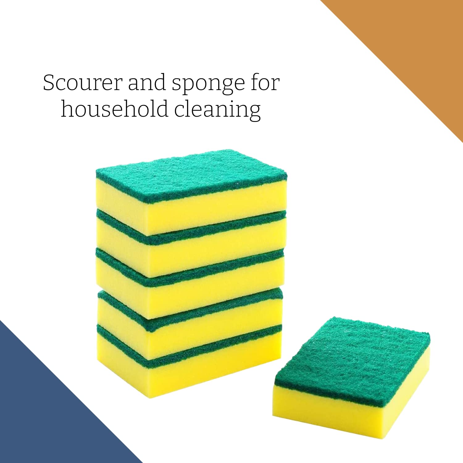HomeSmith Heavy Duty Scrub Sponge - Pack of 6 Dual Sided Dish Washing & Cleaning 4