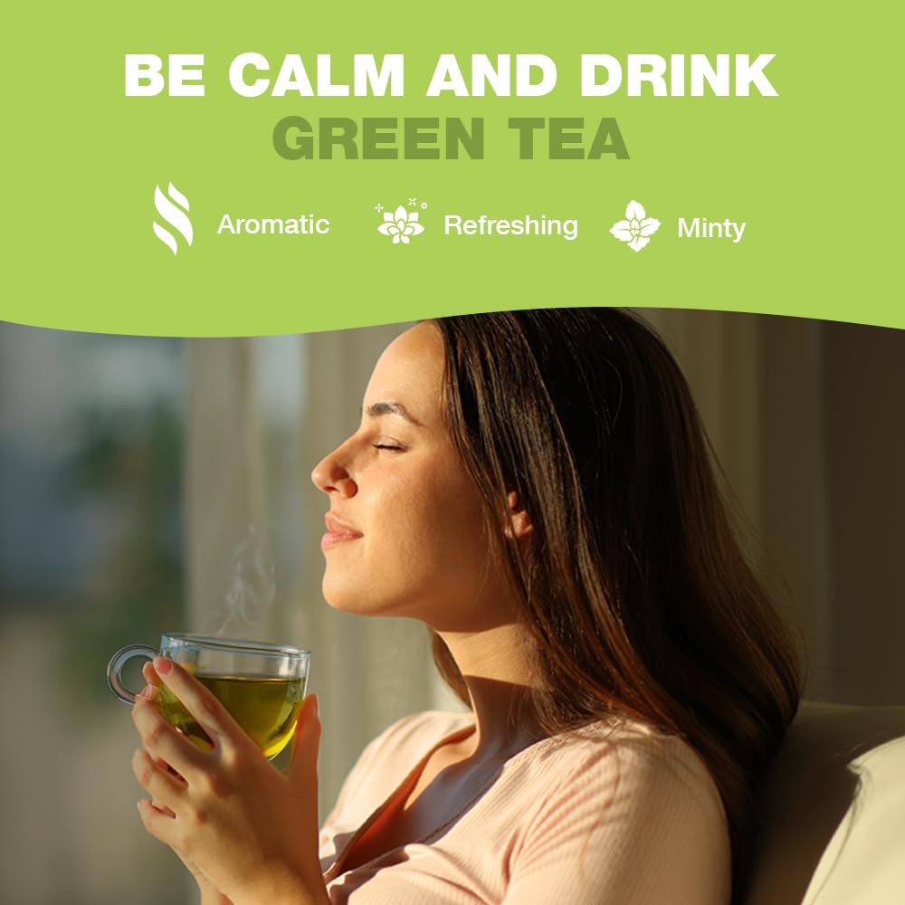 HANDPICK Green Tea Bags - 100% Pure Green Tea, 100 Bags, No Adhesive, No Bleach, Gluten Free 8