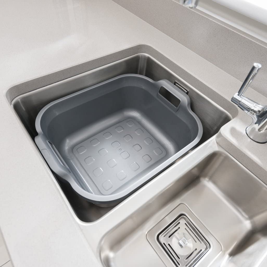 Addis Eco 10L Washing Up Bowl with Twin Handles - Made from 100% Recycled Plastic, Metallic Grey 7