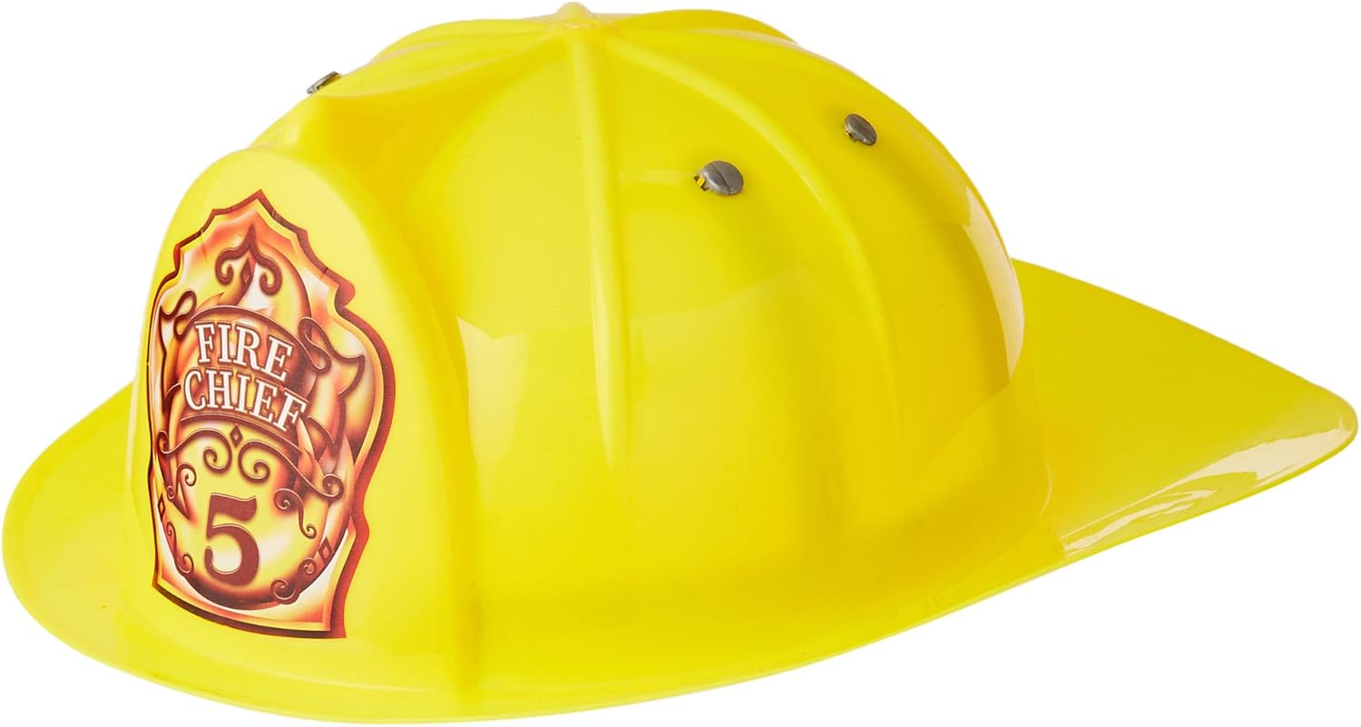 Fire Chief Rescue Helmet - Yellow Plastic Dress-Up Hat for Kids