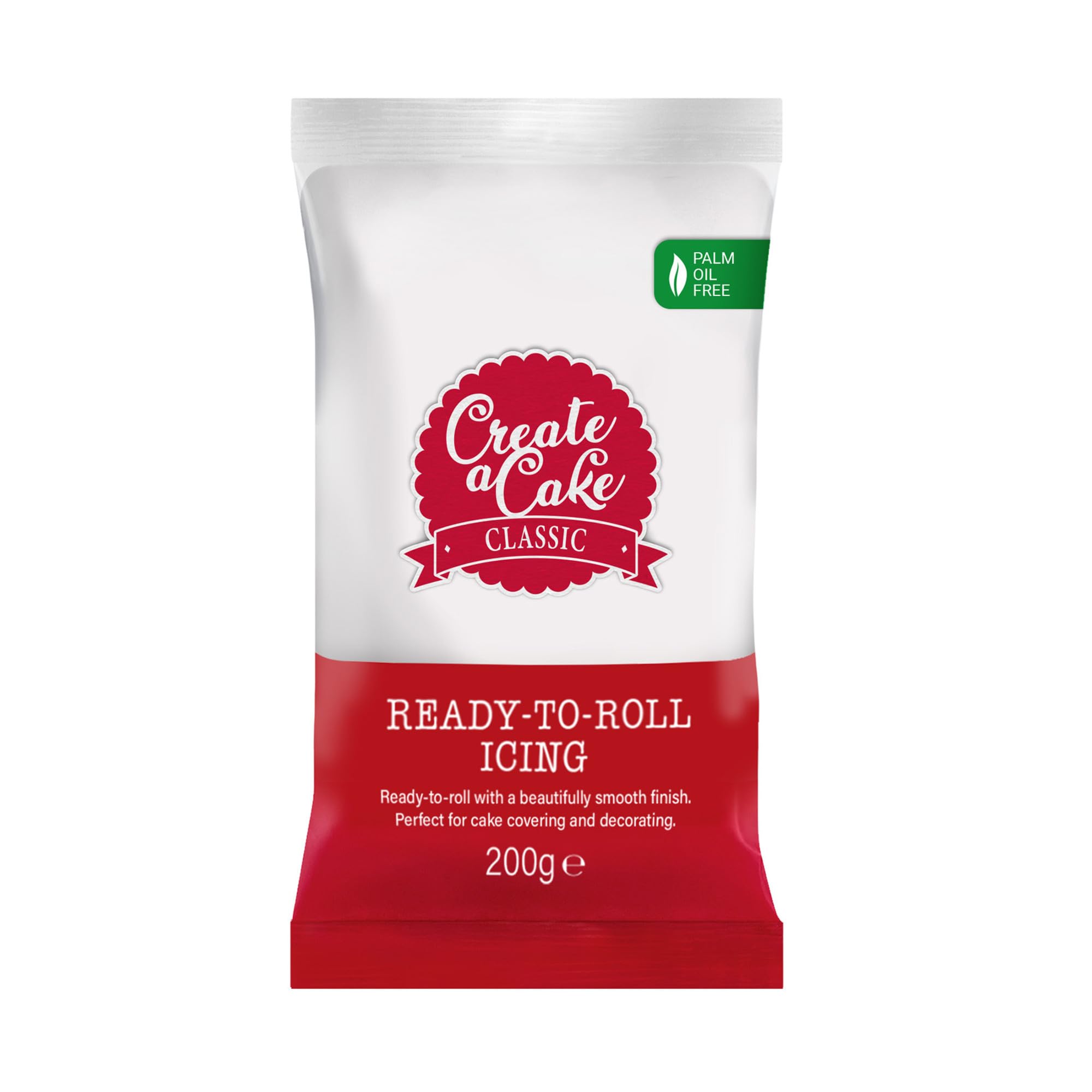 Create A Cake Ready To Roll Icing - White Fondant Sugar Paste for Decorating | Palm Free | 200g