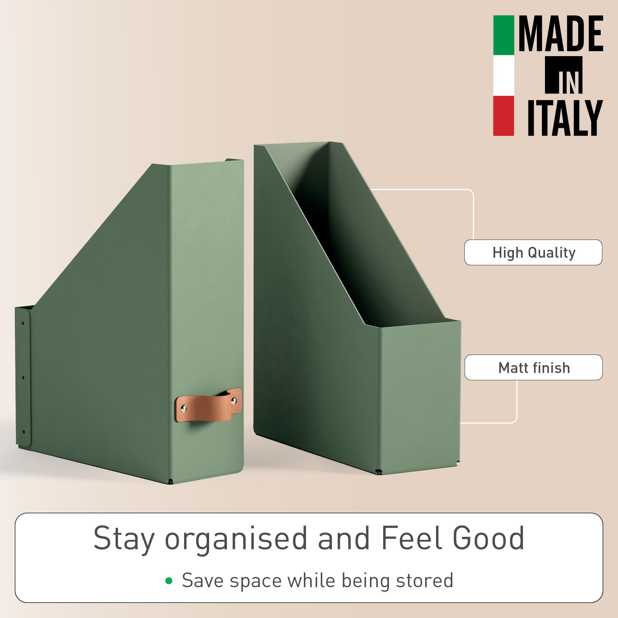 Leitz Puro Magazine File - Set of 2 Durable A4 Holders, Sage Green, 900 Sheet Capacity 3