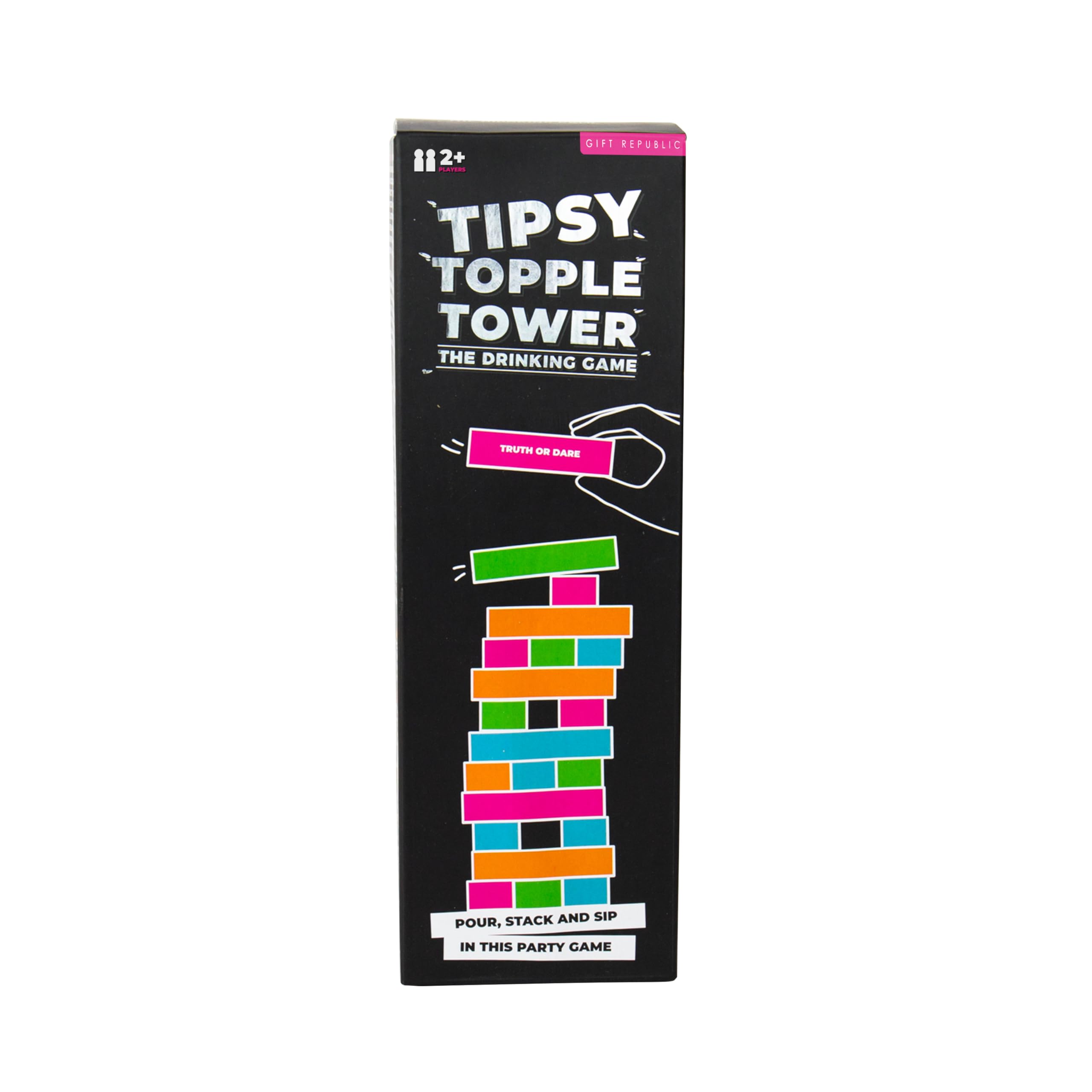 Tipsy Topple Tower - Adult Drinking Game with 48 Wooden Blocks