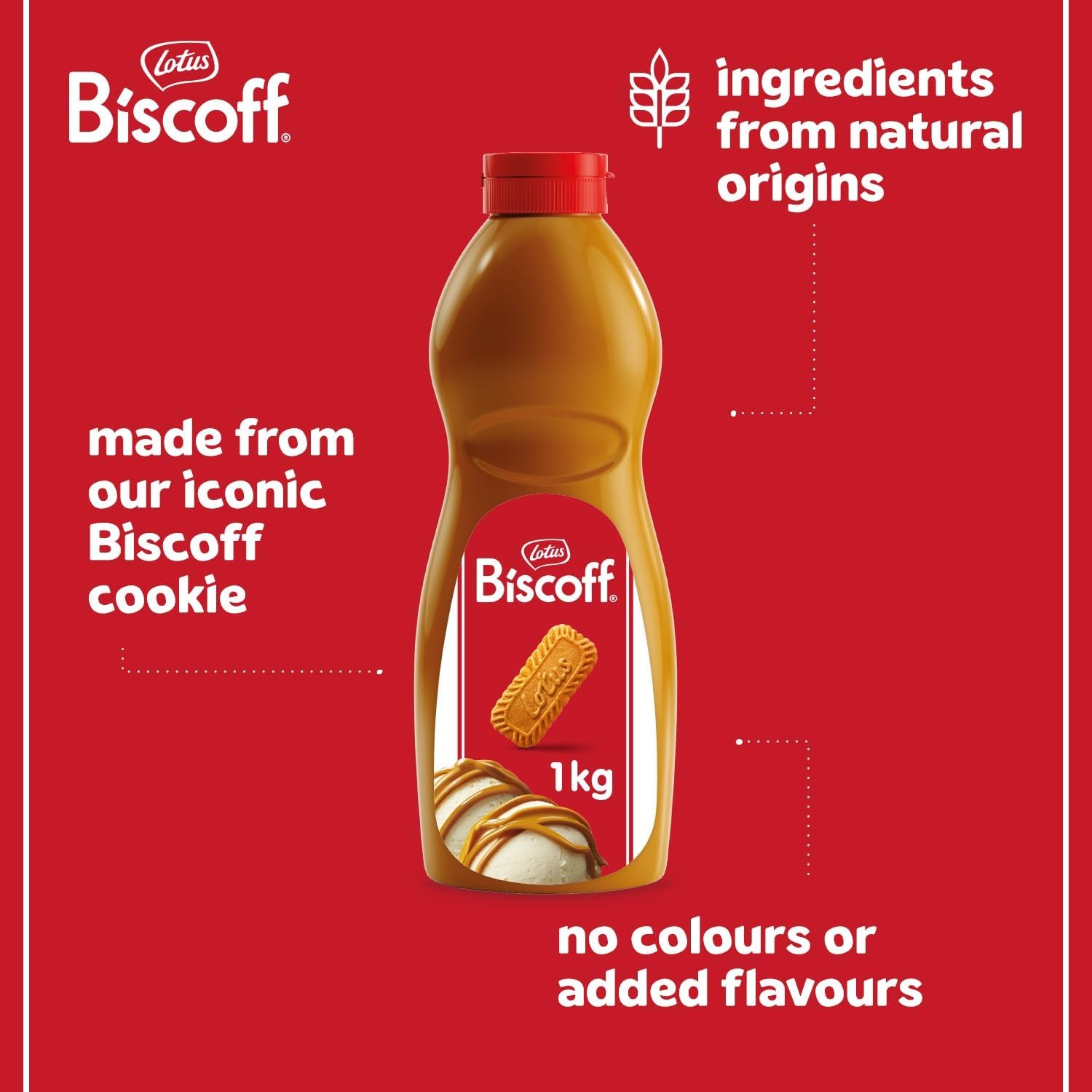 Biscoff - Sweet Spread Topping - Caramelised Biscuit Flavor - 1L Squeeze Bottle 3