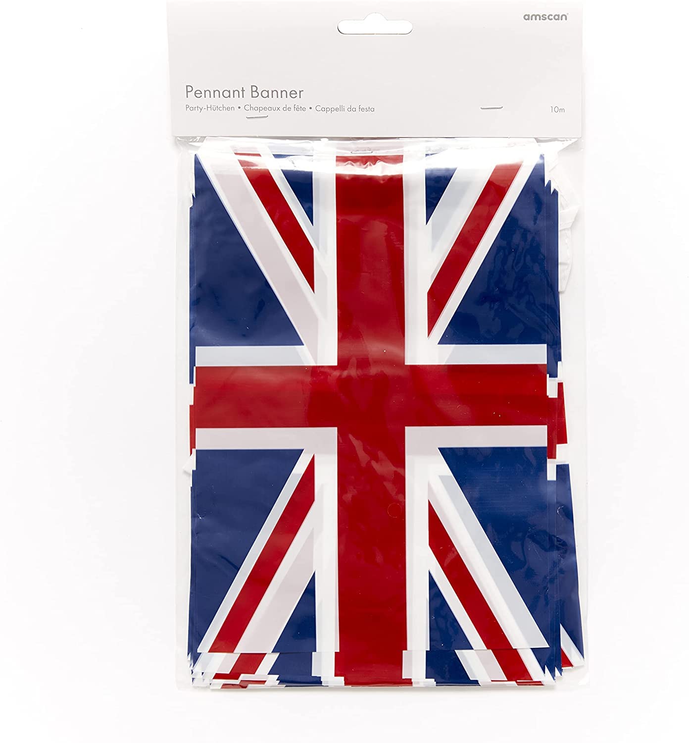 amscan GB Bunting Flag - Large Union Jack Decoration | 10m Length | Plastic