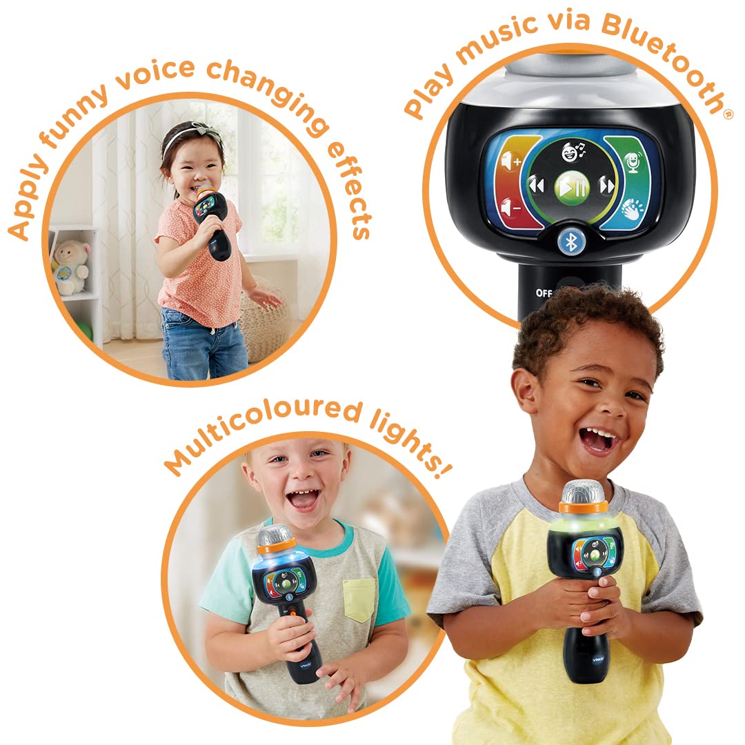 VTech Singing Sounds Microphone - Bluetooth Connectivity | 15 Songs | Voice Changer | Ages 2+